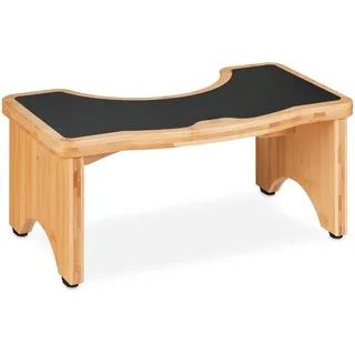 Relaxdays Toilettenhocker, Stuhlgang Unterstützung, Klohocker Erwachsene, Bambus, HBT 18,5 x 44,5 x 26 cm, Natur/schwarz