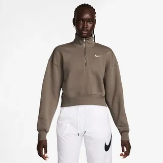 Nike Damen Pullover Oversize 1/2-Zip Phoenix FL. Sweatshirt DQ5767-233 L - Mink Brown/Sail - L
