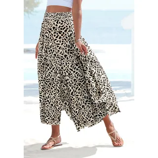 LASCANA Hosenrock "mit extra weitem Bein" grafischer Alloverdruck, Culotte, Sommerhose, Strandhose, Schlupfhose, creme, schwarz bedruckt