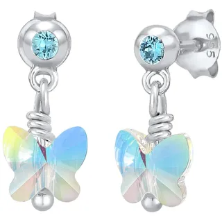 Elli Ohrringe Kinder Funkel Schmetterling mit Kristalle in 925 Sterling Silber