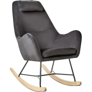 Beliani Schaukelsessel Samtstoff Dunkelgrau