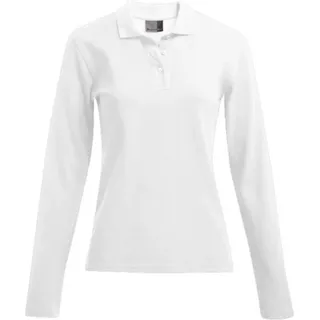 Heavy Langarm-Poloshirt Damen, Weiß, L - Weiß