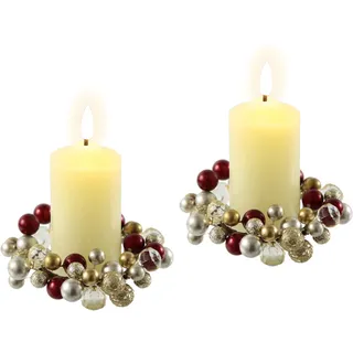 Flair Flower LED-Kerze aus Echtwachs 2 St. rot/gold