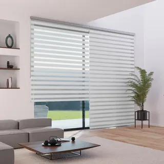 MADECOSTORE Rollo für Tag und Nacht, strukturiert, Lurex, mit Truhe, Serie Must, Weiß, 63 x 250 cm (B x H)