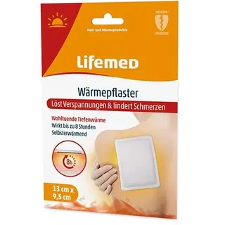 Lifemed - Wärmepflaster 9,5 cm x 13 cm weiss - löst Verspannungen & lindert Schmerzen, 3er Pack (3 x 1 Stück)