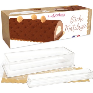 SCRAP COOKING Gestepptes Bûche – mit Backform & Einsatz, Zubehör für Backen, Dessert zu Weihnachten, mit Rezept für 3 Schokolade, Kunststoff, Karton, 33 x 11,5 x 6 cm