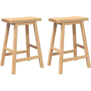 vidaXL Barhocker 2 Stk. Natur Massivholz Gummibaum - Braun
