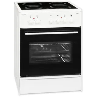 Exquisit Standherd ECM 6-4 | Standherd 60cm mit Glaskeramik Kochfeld | Ober- & Unterhitze | Grill | Umluft | Elektroherd freistehend 60 cm | weiss