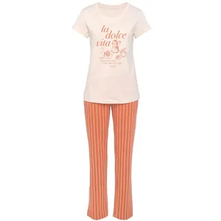 VIVANCE Dreams Pyjama 2 tlg. mit zartem Streifenmuster, orange