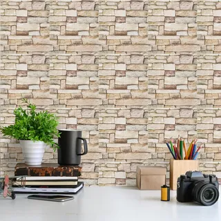 3D Tapete Wandpaneele Selbstklebend Ziegel,3D Ziegel Tapete,Steinoptik Tapete Wasserdicht Wandaufkleber,10 Stücke 38 * 35CM,DIY Wandtapete,Geeignet für Schlafzimmer,Wohnzimmer (Retro Weiß, 35x38)
