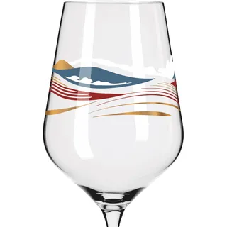 Herzkristall Rotweinglas #7 Von Aurélie Girod - Blau, Gold, Rot, Weiß