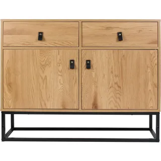 HOME DECO FACTORY Holz und Metall Abbott Möbel Bibliotheque Lagerung MDF Natur Schwarz 100 x 29 x 80 cm