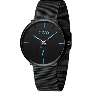 CIVO Herren Uhren Ultra Dünne Schwarze Herren Uhr Minimalist Wasserdicht mit Edelstahl Mesh Herren Armbanduhren Kleiden Sie Klassisches Geschäft Herrenuhr Quarz