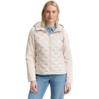 TOM TAILOR Damen 1046596 Hybrid Steppjacke mit Kapuze, 27609-Cold Beige, XXL