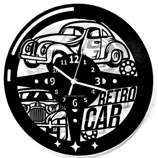 Instant Karma Clocks | Wanduhr | Retro Car | Autowerkstatt | Car Service | Geschenk-Idee für Motor-Fans, Große Küchenuhr, Vintage Design |