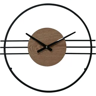 Rebecca Mobili Wanduhr aus Holz und Metall, schwarz und braun, Ø 50 cm - Schwarz