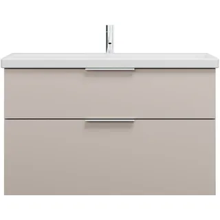 burgbad Eqio Keramik-Waschtisch inklusive Waschtischunterschrank, Breite 1030mm, SEYQ103F6583C0001G0146, Farbe: Lichtgrau Matt / Lichtgrau Matt, Griff Chrom G0146