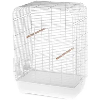 Duvo+ Vogelkäfig Nina weiß 54x34x75cm mit Futternapf & 2 Sitzstangen