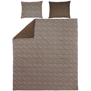 Meyco Home Cheetah/Uni Bettwäsche Doppelbett (Baumwolle, atmungsaktives Material, einfache Pflege, praktischer Einschlagstreifen, Maße: 240 x 200/220 cm), Schokolade