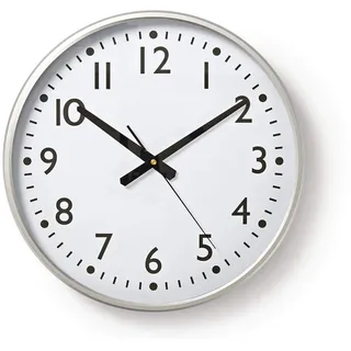 Nedis Wanduhr 38,0 cm Kunststoff Silber/Weiss