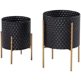 Mid.you Pflanztopf , Schwarz , Metall , rund , 35.5-44 cm , Dekoration, Blumen & Blumentöpfe, Übertöpfe