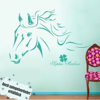 ilka parey wandtattoo-welt® Wandtattoo Pferd Pferdewandtattoo Wandtattoo Pferde mit Namen Kleeblatt M343B (hellbraun) ~ Größe: 60cm breit x 40cm hoch