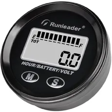 Runleader Batteriemonitor Betriebsstundenzähler Voltmeter Hintergrundbeleuchtung Wasserdichte Anzeige für 12 V 24 V 36 V 48 V Gabelstapler Golfwagen
