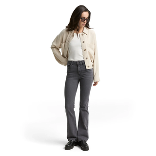 Schlagjeans TOM TAILOR "STELLA Bootcut", Damen, Gr. 26, Länge 34, blau (grau denim), Denim/Jeans, Obermaterial: 98% Baumwolle, 2% Elasthan. Futter: 65% Baumwolle, 35% Polyester, unifarben, bootcut fit lang, Jeans Schlagjeans, mit Schlag und Stretch