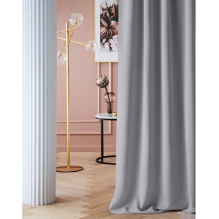 ROOM99 Vorhang mit Ösen Laurel 140 x 280 cm Breite x Höhe Verdunkelung Blickdicht Schiebegardinen Curtain Gardine Wohnzimmer Schlafzimmer Hellgrau, 1 Stück