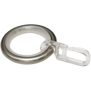 GARDINIA Ringe mit Gleiteinlage und Faltenlegehaken, Metall für Ø 16 mm, edelstahl-optik, 10-er Pack