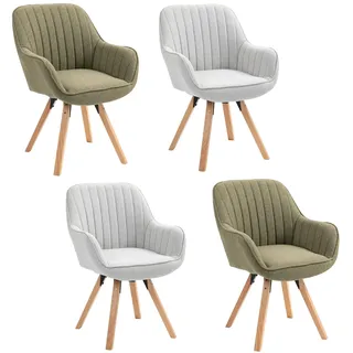 MEUBLE COSY Esszimmerstühle Drehbar 4er Set Küchenstuhl Polsterstuhl Drehstuhl mit Armlehne Sessel Schminkstuhl aus Stoff Massivholzbeine für Esszimmer Wohnzimmer Arbeitszimmer, Bunt