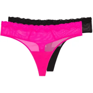 Smart & Sexy Damen Tanga-höschen aus Mesh und Spitze, Erhältlich in Multipackungen Tangahöschen, Electric Pink/Black Hue, M