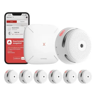 X-Sense FS61 Rauchmelder Set - 6x XS01-M Rauchmelder 1x SBS50 Basisstation