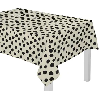 Adam Tischdecke "Dots" aus Leinen und Bio-Baumwolle, natur, schwarz