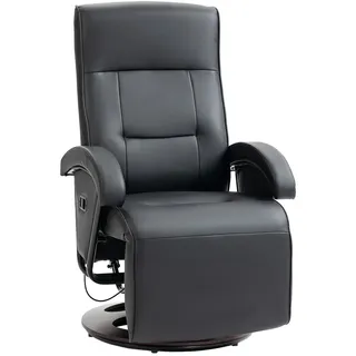 Homcom Relaxsessel Drehbarer Fernsehsessel mit Liegefunktion, Verstellbarer Rückenlehne , Schwarz , Kunststoff , 66x107x86 cm , Wohnzimmer, Sessel, Relaxsessel