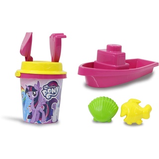 JAMARA 410128 - My Little Pony Sandeimerset Boot und Eimer 7teilig - offiziell lizenziert – Eimer, Schaufel, Handrechen, 2 Förmchen, Boot, Sandsieb