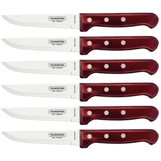 Tramontina Steakmesser Gaucho 6-tlg. Edelstahl Holzgriff rot