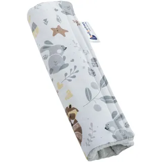 Medi Partners Gurtpolster Kinder Autogurt Polster Gurtschutz für Auto - 17x22cm 100% Baumwolle Minky Schulterpolster Kids Gurt Schutz Sicherheitsgurt (Reh mit graue Minky)