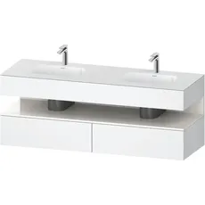 Duravit Qatego Einbauwaschtisch mit Konsolenwaschtischunterbau, 1600x550x600mm, Nische Weiß Hochglanz, Doppelwaschtisch, QA4797022, Farbe: Weiß Matt