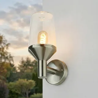 Licht-Erlebnisse Bansin Außenwandleuchte Edelstahl Glas 29 cm IP44 E27 Modern