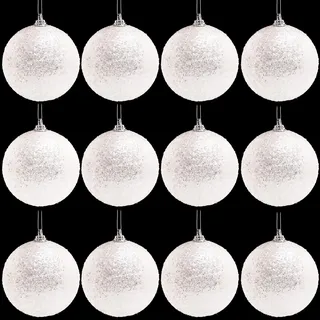 Toyland Packung mit 16–9 cm glitzernden Christbaumkugeln – traditioneller Weihnachtsschmuck weiße