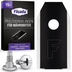 Filzada® 15x Mähroboter Messer CARBON inkl. Schrauben - Ersatzmesser für Rasenmäher kompatibel mit Husqvarna Mähroboter, Gardena Sileno & Yard Force - Geeignet für Husqvarna Automower Messer