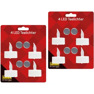 Idena 90955 - LED Teelichter, 8 Stück in Warmweiß, elektrische Kerzen mit flackerndem Licht, inkl. Batterien, Deko für Innen, Party Deko, Weihnachtsdeko, Osterdeko, zur Hochzeit