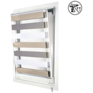 Storesdeco Doppelrollo Dreifarbig, 120 cm x 180 cm , Multicolor , Kunststoff , Uni , Rechteckig , 120x180 cm , Ce , Heimtextilien, Vorhänge, Rollos, Doppelrollos