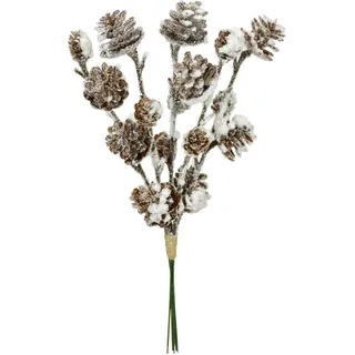 Künstlicher Zapfenzweig mit Schnee Kunstzweig geeiste Dekozweig AST Koniferen Deko Weihnachtsdeko Stiel Gesteck Kränze Kranz Adventskranz Girlande AST Zweig Weihnachten Dekoration Kunstblume