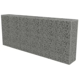 vidaXL Gabionenwand mit Abdeckung Verzinkter Stahl 300×50×150 cm - Silber