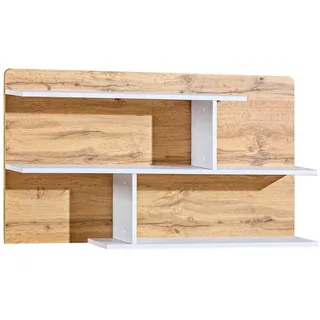 Deine Möbel 24 Kinder-Wandregal Arco 12 110 cm in Weiß Arctic Matt / Wotan Eiche , Weiß, Eiche Wotan , Holzwerkstoff , 110x60x20 cm , Wohnzimmer, Regale, Wandregale