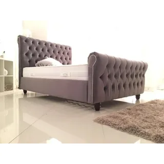 Chesterfield Bett Design Schlafzimmer Englisches Betten 200x200cm Textil Polster - Lila