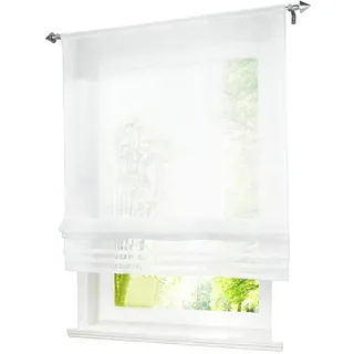 BAILEY JO 1er-Pack Raffrollo mit Tunnelzug Gardinen Transparent Voile Vorhang (BxH 60x155cm, weiß)