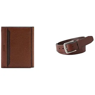 Fossil Herren Huntington Braunes Leder Portemonnaie und Joe Gürtel, Set